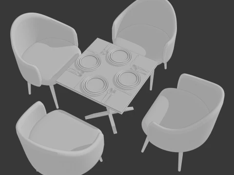 Dining Table Set 3D Model