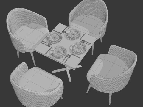 Dining Table Set Modèle 3D
