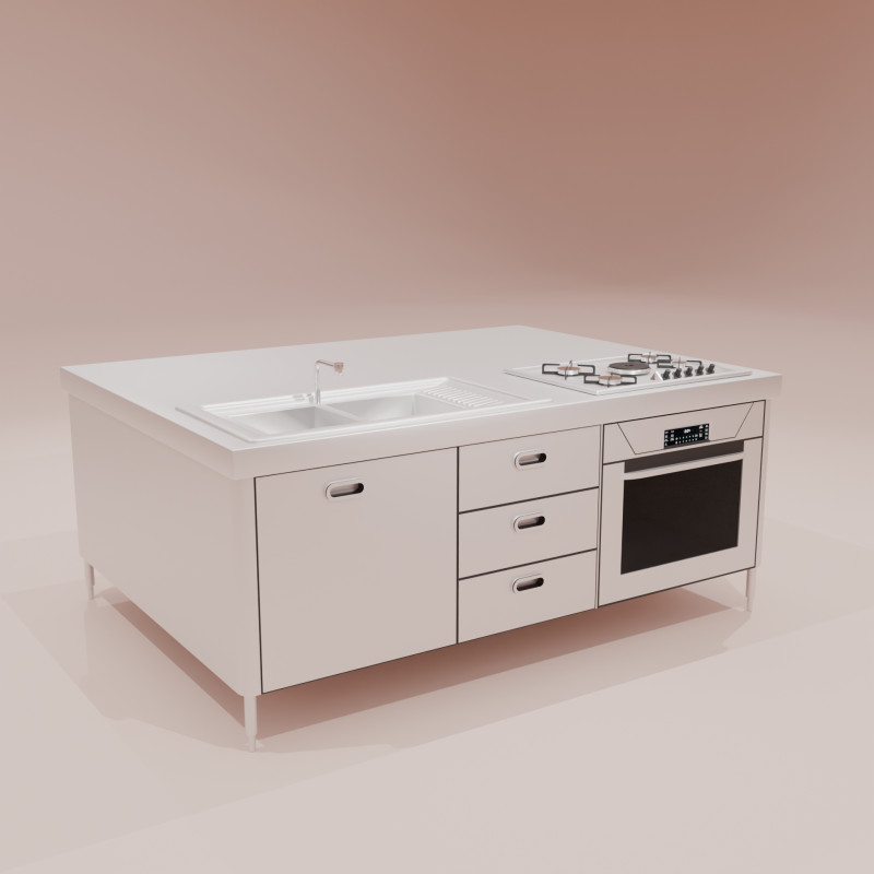 Commercial kitchen cabinet 3D Model .c4d .max .obj .3ds .fbx .stl .blend 