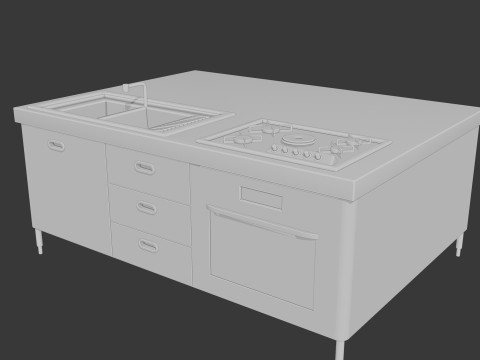 Commercial kitchen cabinet 3D Model