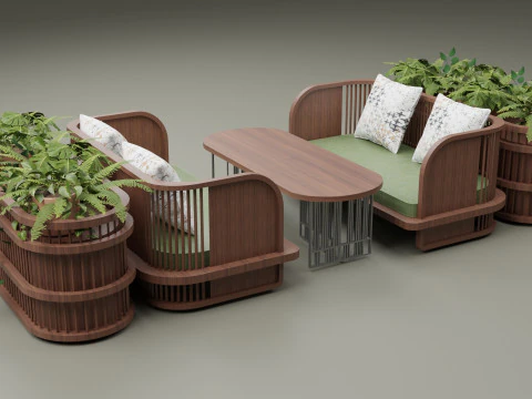 Divano in legno Modello 3D
