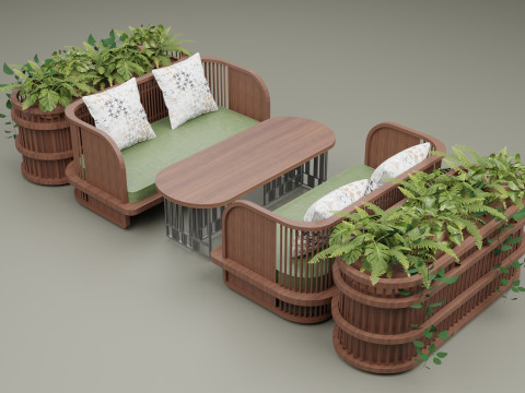 Wooden Sofa 3D Model