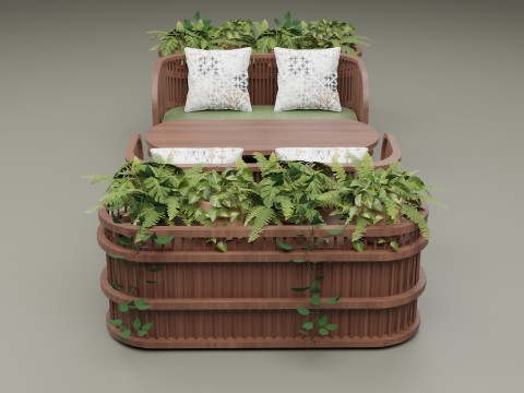 Wooden Sofa 3D Model