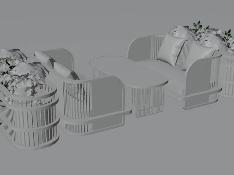 Wooden Sofa 3D Model