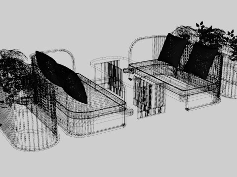 Wooden Sofa 3D Model