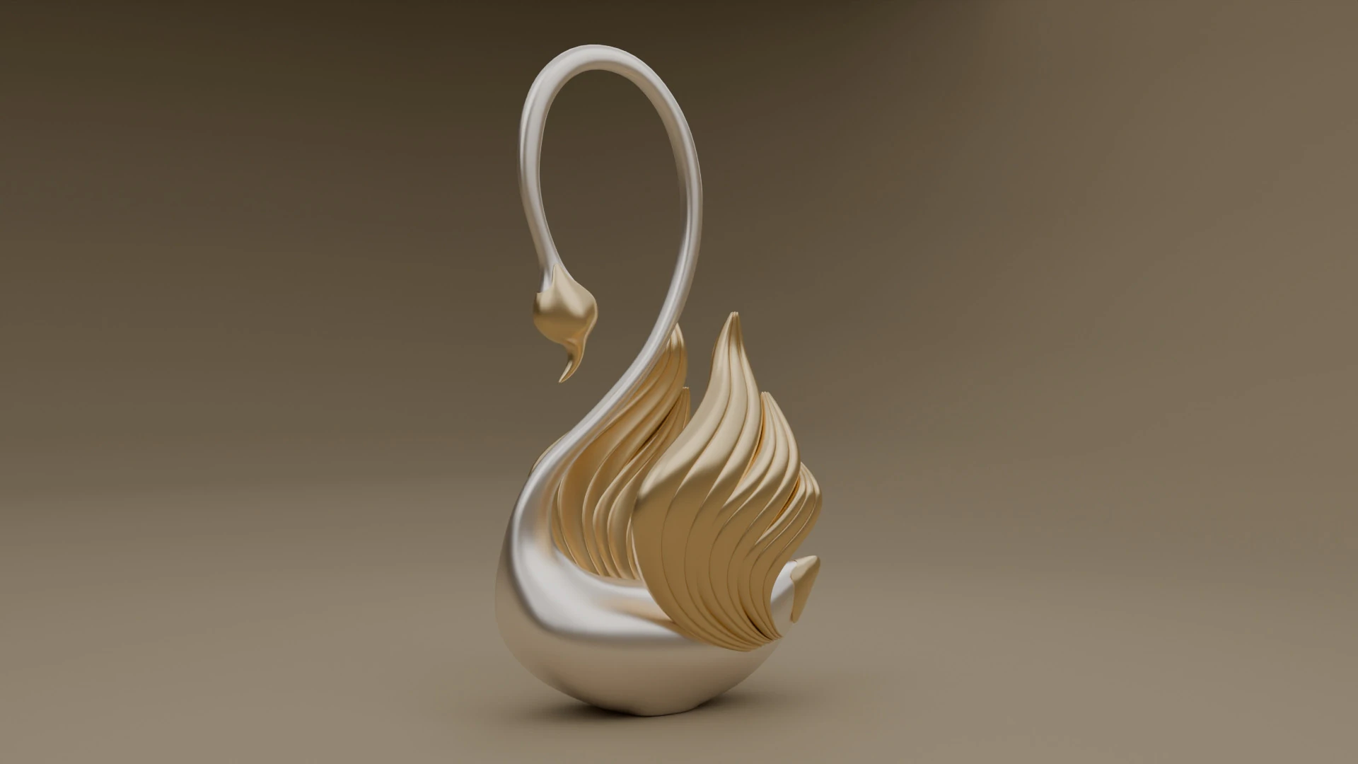 Swan sculpture 3D Model .c4d .max .obj .3ds .fbx .stl .blend 