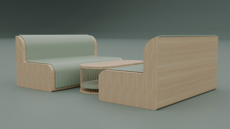 Wooden wall sofa 3D मॉडल .c4d .max .obj .3ds .fbx .stl .blend