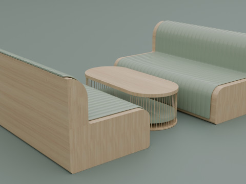 Wooden wall sofa 3D मॉडल