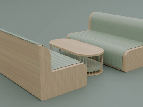 Wooden wall sofa 3D Model