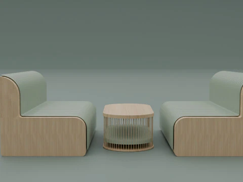 Wooden wall sofa 3D Model