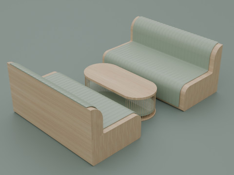 Wooden wall sofa 3D मॉडल