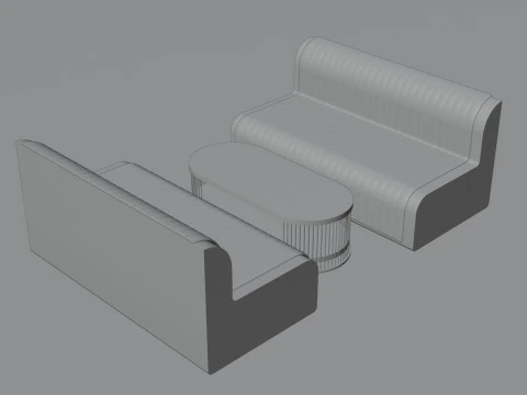 Wooden wall sofa 3D Model