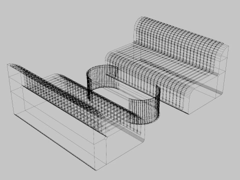 Wooden wall sofa 3D Model