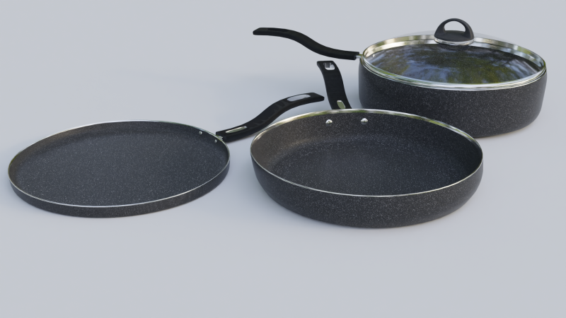Set of Frying pan 3D Model .c4d .max .obj .3ds .fbx .stl .blend