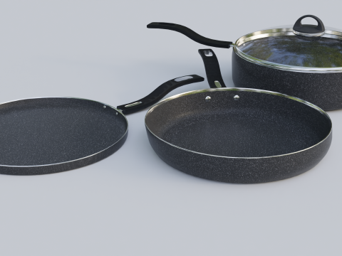 Set of Frying pan 3D Model