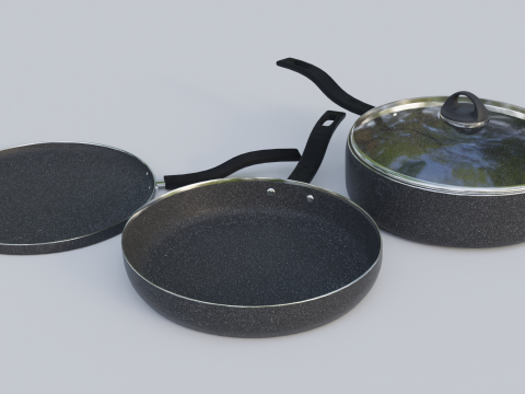 Set of Frying pan 3D Model