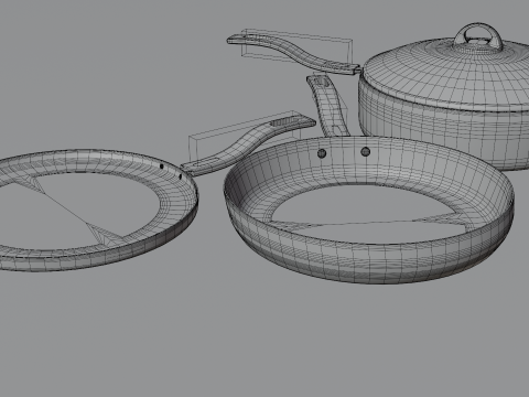 Set of Frying pan 3D Model