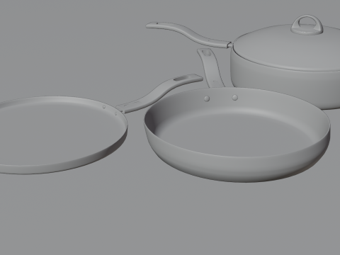 Set of Frying pan 3D Model