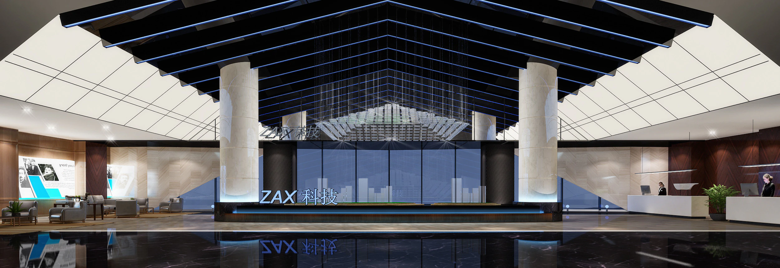 Hotel lobby 3D Model .c4d .max .obj .3ds .fbx .stl .blend 