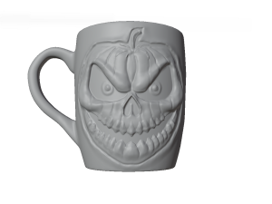 Pumpkin Skull Mug 3D Model