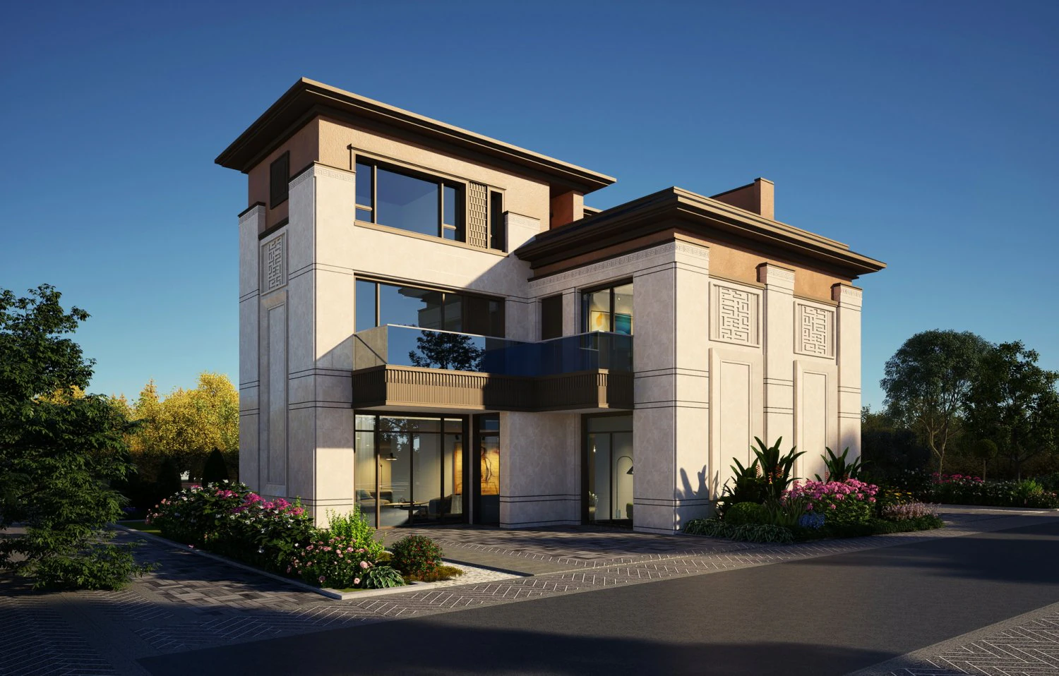 Su model of modern Chinese elegant style courtyard villa 3D Model .c4d .max .obj .3ds .fbx .stl .blend 