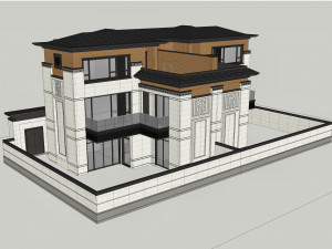 Su model of modern Chinese elegant style courtyard villa 3Dモデル
