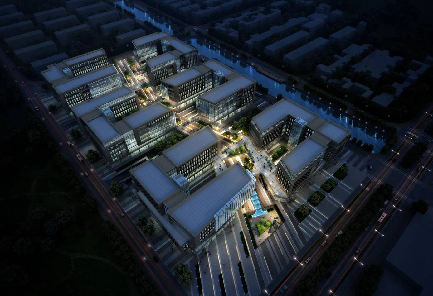 SU Model of Modern Office Buildings in Overseas Chinese Town Pujiang Shanghai 3D Model .c4d .max .obj .3ds .fbx .stl .blend 