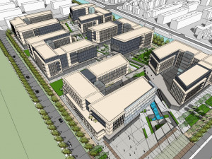 SU Model of Modern Office Buildings in Overseas Chinese Town Pujiang Shanghai Modello 3D