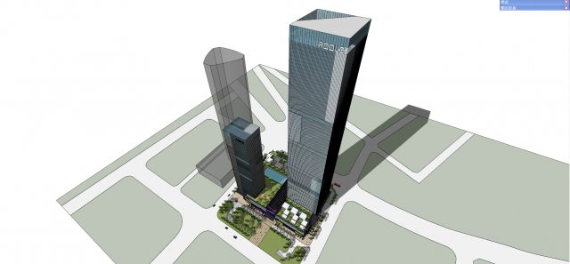 SU Model of Modern Super High rise Office and Commercial Building Complex 3D Model .c4d .max .obj .3ds .fbx .stl .blend 
