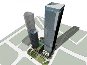 SU Model of Modern Super High rise Office and Commercial Building Complex 3D Model