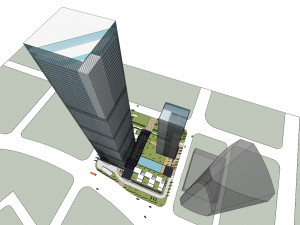 SU Model of Modern Super High rise Office and Commercial Building Complex 3D Model