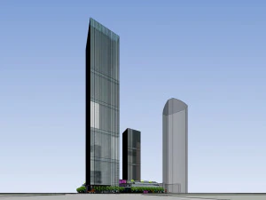 SU Model of Modern Super High rise Office and Commercial Building Complex 3D Model