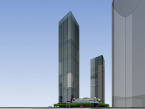 SU Model of Modern Super High rise Office and Commercial Building Complex 3D Model