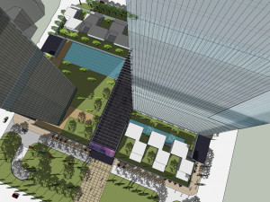 SU Model of Modern Super High rise Office and Commercial Building Complex 3D Model