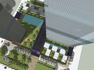 SU Model of Modern Super High rise Office and Commercial Building Complex 3D Model