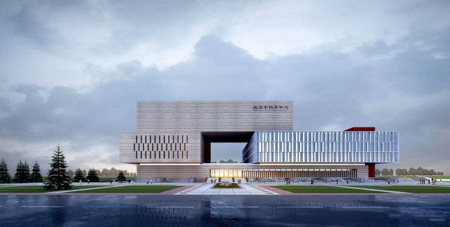 SU model of Weihai Archives Center in modern style 3D Model .c4d .max .obj .3ds .fbx .stl .blend 