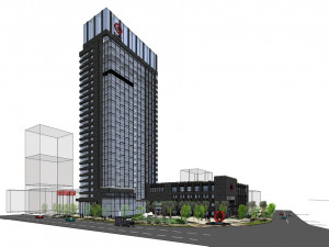 SU model of modern office Huzhou Commercial Bank 3D मॉडल