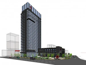 SU model of modern office Huzhou Commercial Bank 3D Model