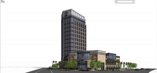 SU model of modern bank office building Model 3D .c4d .max .obj .3ds .fbx .stl .blend 