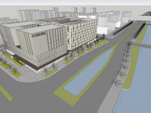SU model of modern Bank of China branch office building 3D Model