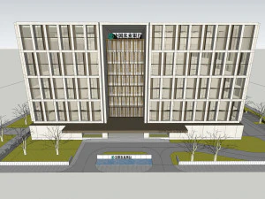 SU model of modern Bank of China branch office building 3D Model