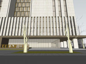 SU model of modern Bank of China branch office building 3D Model