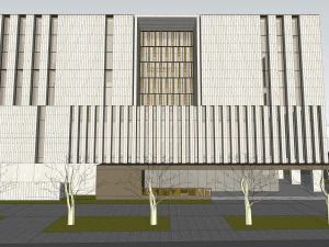 SU model of modern Bank of China branch office building 3D Model