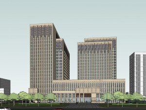 SU model of modern bank Jinmen Square branch office building 3D 모델