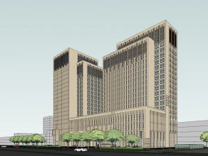 SU model of modern bank Jinmen Square branch office building 3D Model