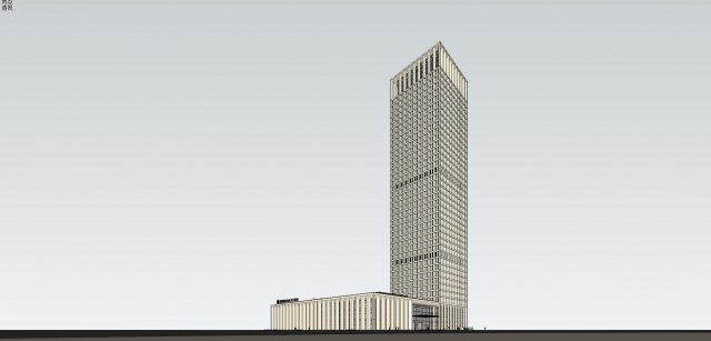 SU model of modern bank building office building 3D Model .c4d .max .obj .3ds .fbx .stl .blend 