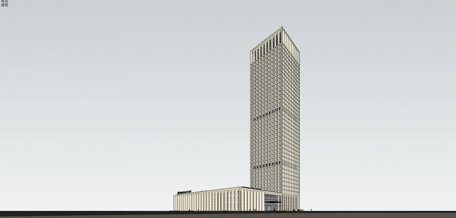 SU model of modern bank building office building 3D Model .c4d .max .obj .3ds .fbx .stl .blend 