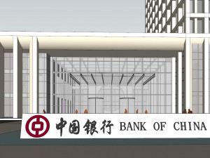 SU model of modern bank building office building 3D Model