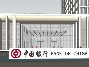 SU model of modern bank building office building 3D Model
