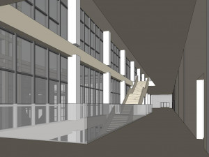 SU model of modern bank building office building 3D Model